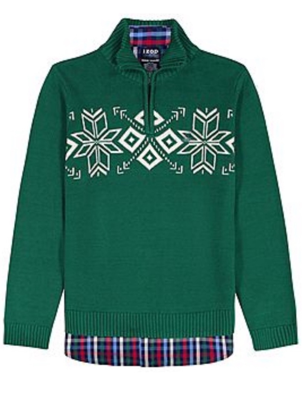 IZOD Boys Long Sleeve Plaid Button Down Shirt and 1/4 Zip Sweater Set